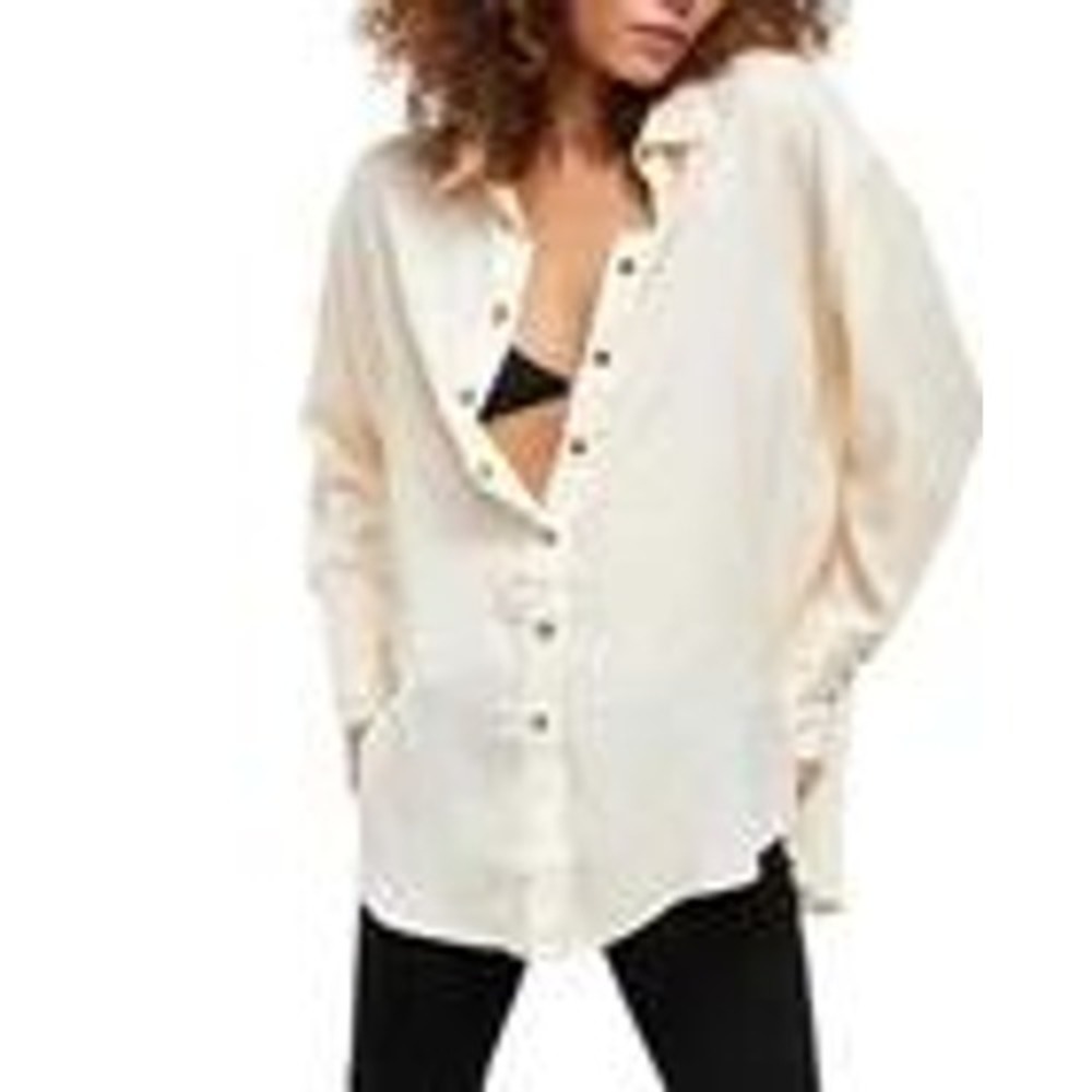 We The Free Polka Dot All Smile Button Down Shirt Long Sleeve‎ Women's XS